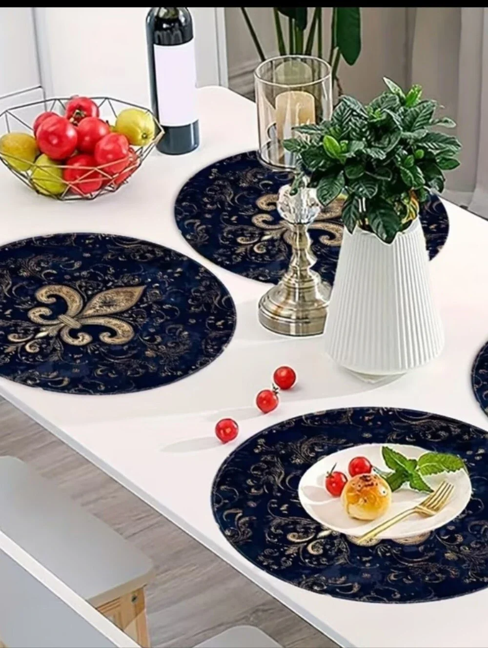 4 Piece Fleur De Lis Design Dinner Mats. 15 Inch